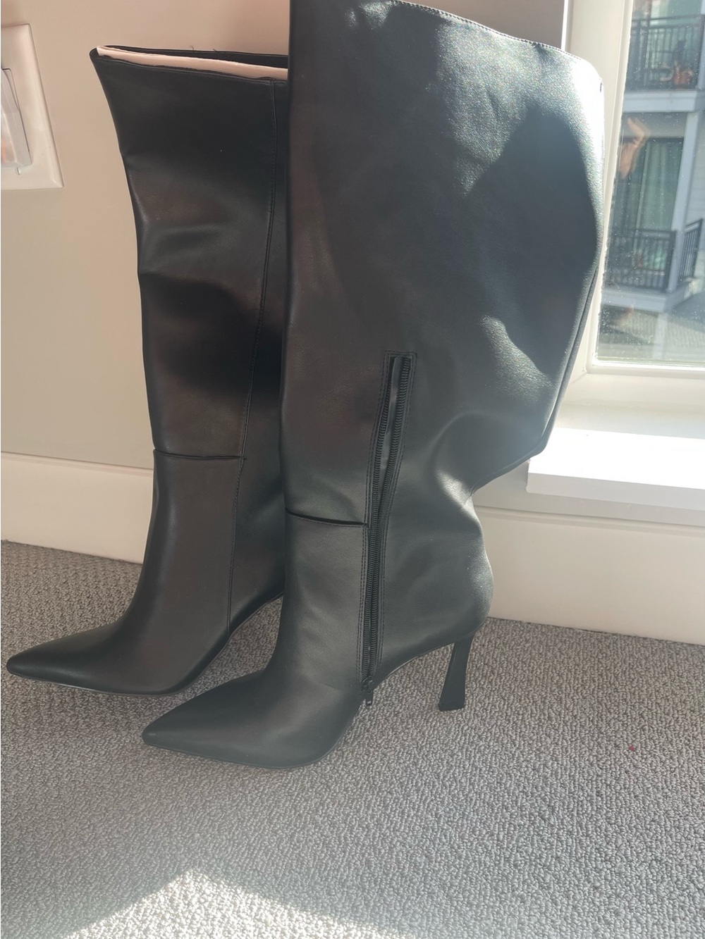 ASOS Black Knee-High Pointed Stiletto Boots